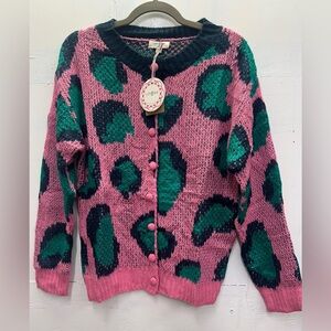 NWT Umgee Pink and Green Patterned Cardigan